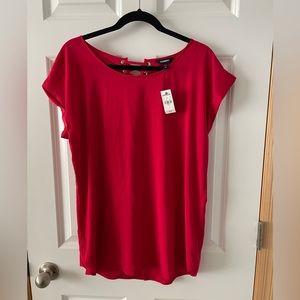 Red Express satin top with tie back. Size large. New with tags.
